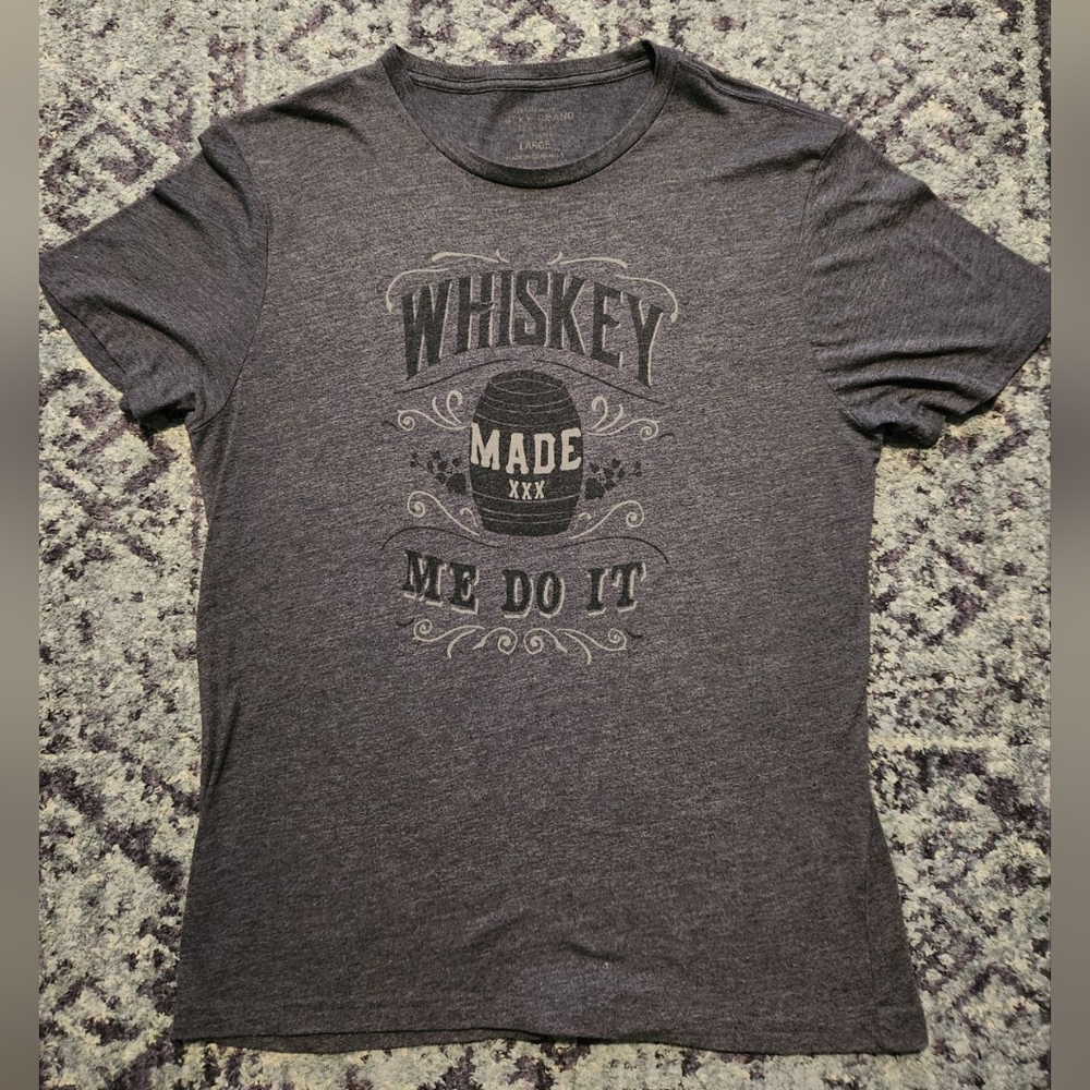 Lucky Brand Charcoal Graphic 'Whiskey Made Me Do It' Tee
